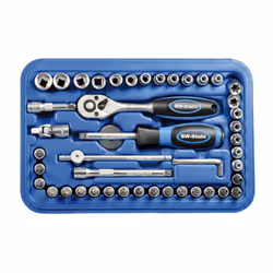 Socket set; SW-Stahl; 46 Phillips-head (PH), Hexagon, Torx, E-Profile Chrome Vanadium Steel 1/4 with ratchet function