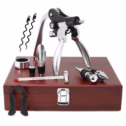 HI Wine Accessory Set 10 Piece with Case Wine Tool Corkscrew Stopper Opener