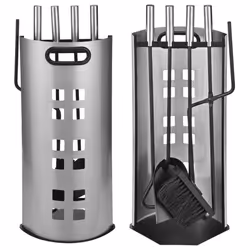 HI 5x Fireplace Tool Set Silver Accessory Fire Place Fireside Indoor Home