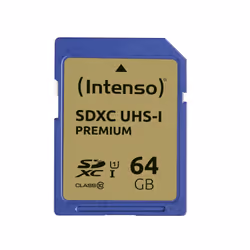 Intenso 3421490, 64 GB, SDXC, Class 10, UHS-I, 90 MB/s, Class 1 (U1)