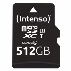 Intenso microSD Karte UHS-I Premium, 512 GB, MicroSD, Class 10, UHS-I, 90 MB/s, Class 1 (U1)