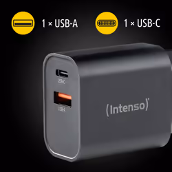 Intenso Power Adapter W30AC, 30W, USB-A and USB-C port, black - Additional view 4