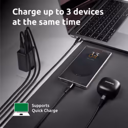 Intenso Power Adapter W65ACC, USB power adapter with 1 USB-A and 2 USB-C ports, black - Additional view 2