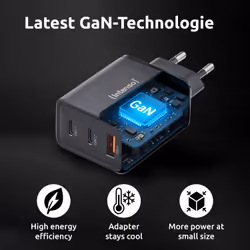 Intenso Power Adapter W65ACC, USB power adapter with 1 USB-A and 2 USB-C ports, black - Additional view 4