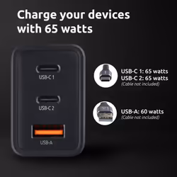 Intenso Power Adapter W65ACC, USB power adapter with 1 USB-A and 2 USB-C ports, black - Additional view 5