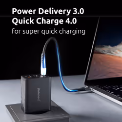 Intenso Power Adapter W65ACC, USB power adapter with 1 USB-A and 2 USB-C ports, black - Additional view 6