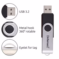 Intenso USB flash drive Office Line, 32 GB, USB-A, 3.2 Gen 1x1, black-silver