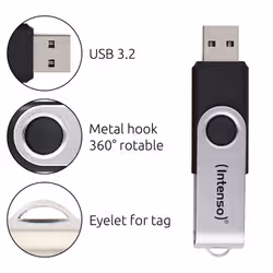 Intenso USB flash drive Office Line, 128 GB, USB-A, 3.2 Gen 1x1, black-silver - Additional view 2