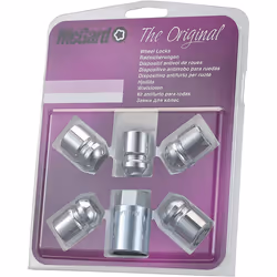 25002SU Wheel Lock Nuts SU, 5 lock set 1/2-20, radius seat, total length 29,9 mm, Hex size 19mm, Key diameter 27,7 mm