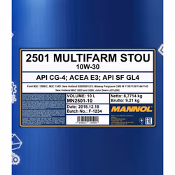 Engine oil; MANNOL; Multifarm STOU; 10W-30 10; for MERCEDES-BENZ, SMART, PUCH