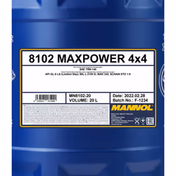 MANNOL Maxpower 4x4 GL-5 MN8102-20 Transmission Oil 75W-140 Full Synthetic Oil 20