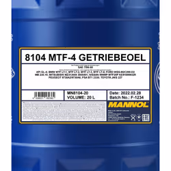 MANNOL MTF-4 Getroebeoel MN8104-20 Transmission Oil 75W-80 20