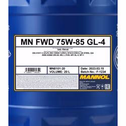 MANNOL FWD MN8101-20 Transmission Oil 75W-85 20 NISSAN: Qashqai / Qashqai+2 I, Qashqai 2, MICRA 4, SUZUKI: SWIFT 3, Grand Vitara 2 SUV, Jimny Off-Road