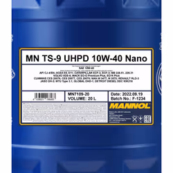 Mannol TS-9 UHPD Nano 10W-40 20l Engine oil MN7109-20 MERCEDES-BENZ: C-Class Saloon, E-Class Saloon, Sprinter 3.5-T Van, DAF: LF 45