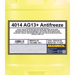 MANNOL AG13+ Advanced MN4014-20 Antifreeze AUDI: A6 C7 Saloon, A3 Sportback, A3 Hatchback, VOLKSWAGEN: Tiguan I, Polo V Hatchback, Golf 7