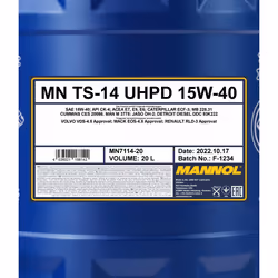 Mannol Ts-14 UHPD 15W-40 20l Engine oil MN7114-20 MERCEDES-BENZ: Vario Minibus, DAF: LF 45