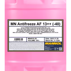 MANNOL AF13++, High-performance MN4015-20 Antifreeze G12 violet 20 Ready mixed Contains silicate