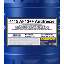 MANNOL AF13++, High-performance MN4115-20 Antifreeze NATO S-759, G12 red 20 Concentrate