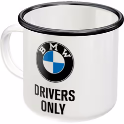 Nostalgic Art BMW, Single, Black, White, Enamel, Metal, Cup, Universal, Round