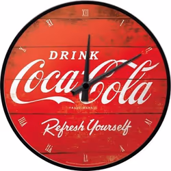Nostalgic Art Wanduhr Coca-Cola, Wall, Quartz clock, Circle, Black, Red, White, Metal, Adults