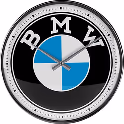 Nostalgic Art BMW, Wall, Quartz clock, Round, Black, Blue, White, Battery, 55 mm