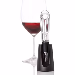 AdHoc Aerovin Wine Stopper And Pourer Stainless Steel - Black - Includes Holder