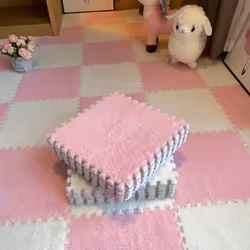 Plush Kids Play Mat, EVA Foam, Puzzle Interlock, 30*30 CM - chocolate, 10pcs