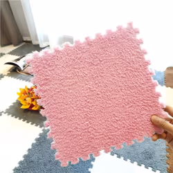 Plush Kids Play Mat, EVA Foam, Puzzle Interlock, 30*30 CM - light pink, 10pcs