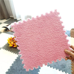 Plush Kids Play Mat, EVA Foam, Puzzle Interlock, 30*30 CM - light pink, 10pcs