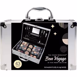 The Color Workshop - Bon Voyage Makeup Set - Fashion Train Case with Complete Professional Makeup Kit for Eyes, Face, Nails a ...
