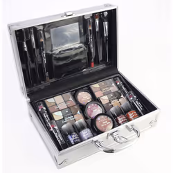The Color Workshop - Bon Voyage Makeup Set - Fashion Train Case with Complete Professional Makeup Kit for Eyes, Face, Nails and Lips - Makeup Gift Set