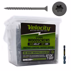 Velocity Exterior Wood Screw Contractor Pack - 325 Wood Screws  Made with Carbon Steel  Includes 1 Hexstix Drive Bit and Dura ...
