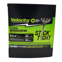 Velocity Exterior Wood Screw 5LB Contractor Pack - Wood Screw Made with Carbon Steel  Includes 1 Hexstix Drive Bit and Durable Bulk Screw Storage Orga