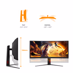 AOC G4 Gaming computer monitor 86.4 cm (34") 3440 x 1440 pixels Black, Red - Additional view 3