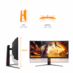 AOC G4 CU34G4CA computer monitor 86.4 cm (34") 3440 x 1440 pixels Black, Red - Additional view 4