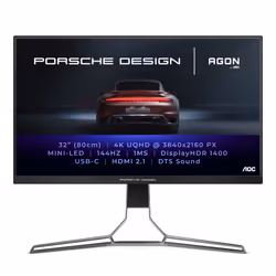 AOC Porsche PD32M, 80 cm (31.5"), 3840 x 2160 pixels, 4K Ultra HD, LCD, 1 ms, Black, Grey