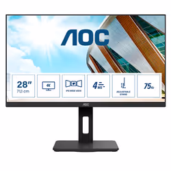 AOC P2 U28P2A, 71.1 cm (28"), 3840 x 2160 pixels, 4K Ultra HD, LED, 4 ms, Black