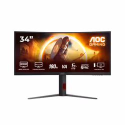 AOC G4 CU34G4, 86.4 cm (34"), 3440 x 1440 pixels, Wide Quad HD, LED, 1 ms, Black, Red