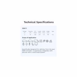 Bosch S5 A11 Car Battery 80 A/h - 800 A - 12 V, Type 115, AGM Lead-acid for Vehicles with a Start/Stop System, Left (-) Right (+), 315 x 175 x 190 mm - Additional view 6