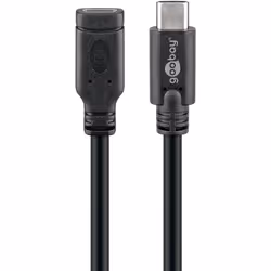 Goobay USB-C Extension (USB 3.1 Generation 1), Black, 1m, 1 m, USB C, USB C, USB 3.2 Gen 1 (3.1 Gen 1), 5 Gbit/s, Black