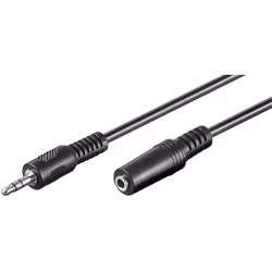 Goobay Headphone and Audio AUX Extension Cable, 3-Pin 3.5 mm, 2m, 3.5mm, Male, 3.5mm, Female, 2 m, Black