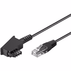 Goobay TAE-F Cable for DSL/VDSL, 10 m, TAE (F), RJ-45, Black, Male, Male