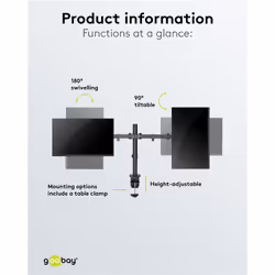 Goobay Dual Monitor Mount Flex, Black - Additional view 5