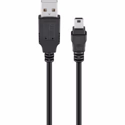 Goobay USB 2.0 Hi-Speed Cable, black, 0.15m, 0.15 m, USB A, Mini-USB B, USB 2.0, 0.48 Gbit/s, Black