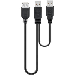 Deltaco USB 2.0 Hi-Speed Dual-Power Cable, black