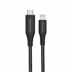 Terratec CHARGE CL2, 2 m, USB C, Lightning, Male, Male, Black
