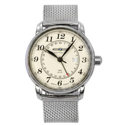 Zeppelin LZ127 Graf GMT Stainless Steel Beige Dial Quartz 7642M5 Men's Watch