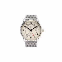 Zeppelin LZ127 Graf GMT Stainless Steel Beige Dial Quartz 7642M5 Men's Watch