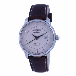 Zeppelin Atlantic Beige Dial Leather Strap Quartz 8442-5 84425 Men's Watch