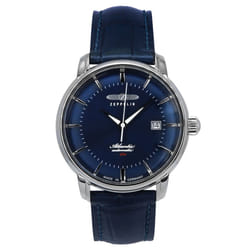 Zeppelin Atlantic Leather Strap Blue Dial Automatic 84603 Men's Watch